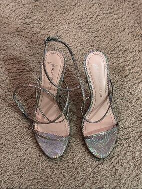 Jean-Michel Cazabat Iridescent Strappy Sandal Heel - luxury French designer!